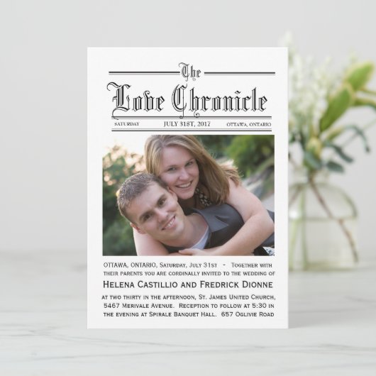 Uitnodiging voor het uitzenden van kranten (Staand voorkant)