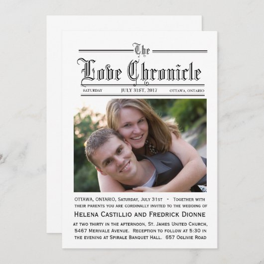 Uitnodiging voor het uitzenden van kranten (Voorkant / Achterkant)