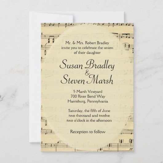 uitnodiging voor het uitzenden van muziek op blad (Voorkant)