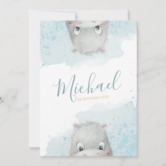 Uitnodiging voor het verjaardagsfeest van Hippo jo (Achterkant)