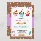 Uitnodiging voor het versieren van cupcakes feest (Voorkant / Achterkant)