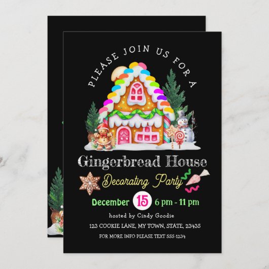 Uitnodiging voor het versieren van een huisje van (Voorkant / Achterkant)