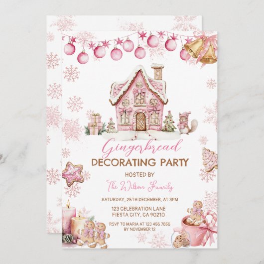 Uitnodiging voor het versieren van een peperkoekhu (Voorkant / Achterkant)