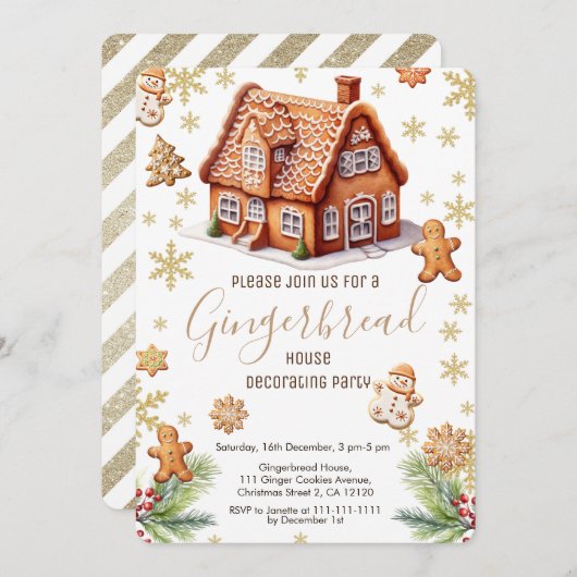 Uitnodiging voor het versieren van een peperkoekhu (Voorkant / Achterkant)