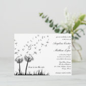 uitnodiging voor het vliegen met dandelion bruilof (Staand voorkant)