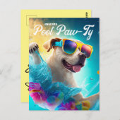 Uitnodiging voor het zwembadfeest, verjaardagsfees (Voorkant / Achterkant)