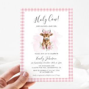 Uitnodiging voor Highland Cow Girl Baby Shower