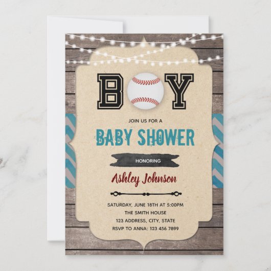 Uitnodiging voor honkbal baby shower (Voorkant)