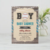 Uitnodiging voor honkbal baby shower (Staand voorkant)