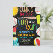 Uitnodiging voor honkbal zomerfeest (Staand voorkant)