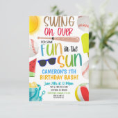 Uitnodiging voor honkbal zomerfeest (Staand voorkant)