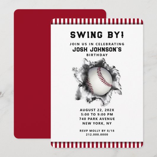 Uitnodiging voor honkbalfeest (Voorkant / Achterkant)