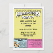 Uitnodiging voor  horror Comic Halloween-partij (Achterkant)