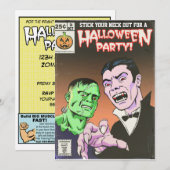 Uitnodiging voor  horror Comic Halloween-partij (Voorkant / Achterkant)