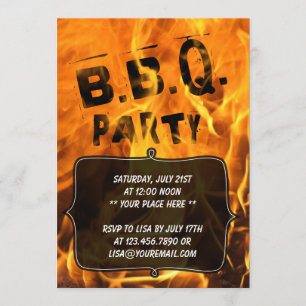 Uitnodiging voor hot Burning Fire Barbecue Party