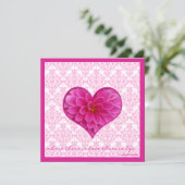 Uitnodiging voor hot-roze en witte bruiloft (Staand voorkant)