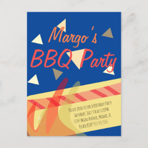 Uitnodiging voor hotdog BBQ verjaardagsfeest met c