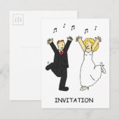 Uitnodiging voor huwelijksfeest met dansend paar briefkaart (Voorkant / Achterkant)