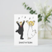 Uitnodiging voor huwelijksfeest met dansend paar briefkaart (Staand voorkant)