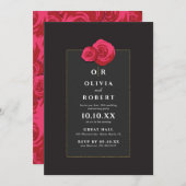 Uitnodiging voor huwelijksjubileum met rode roos (Voorkant / Achterkant)