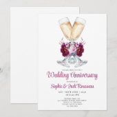 Uitnodiging voor huwelijksjubileumfeest met bloemm (Voorkant / Achterkant)