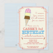 Uitnodiging voor Ice Cream Party (Voorkant / Achterkant)