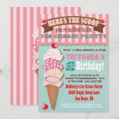 Uitnodiging voor Ice Cream Party (Voorkant / Achterkant)