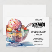 Uitnodiging voor Ice Cream Party (Voorkant / Achterkant)