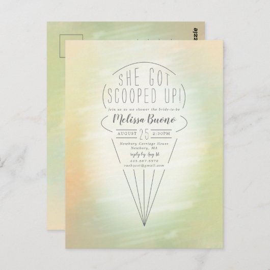 Uitnodiging voor ijs-thema bruidsfeest (Voorkant / Achterkant)