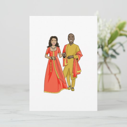 Uitnodiging voor Indiase vrouw en Afro-Amerikaanse (Staand voorkant)