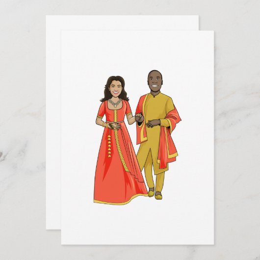 Uitnodiging voor Indiase vrouw en Afro-Amerikaanse (Voorkant / Achterkant)