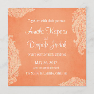 Uitnodiging voor Indische bruiloft, goud, hindoe b