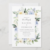 Uitnodiging voor ivoor en usty Blue Wedding (Voorkant)