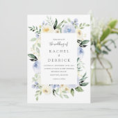 Uitnodiging voor ivoor en usty Blue Wedding (Staand voorkant)