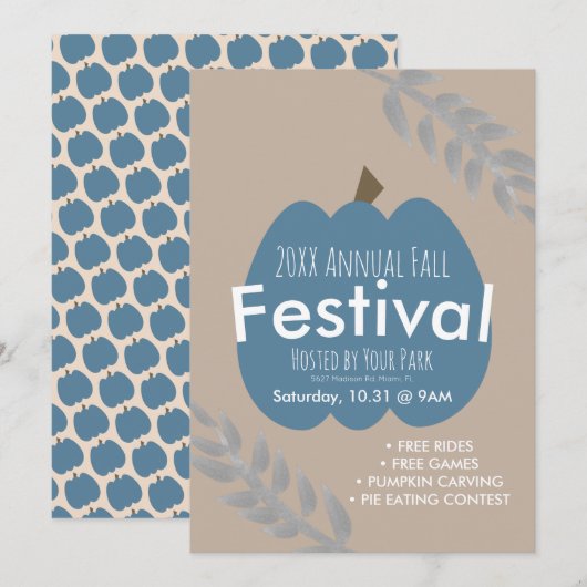 Uitnodiging voor Jaarlijks Herfstfestival Pompoent (Voorkant / Achterkant)