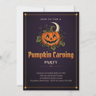 Uitnodiging voor Jack O Lantern Pompoen Snijfeest