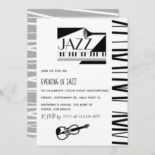 uitnodiging voor Jazz Blues Theme Party
