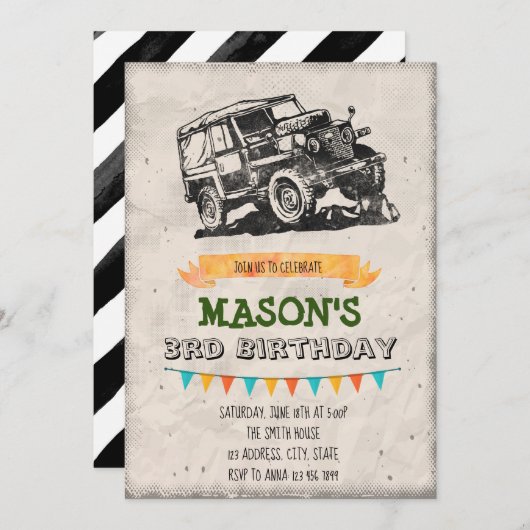 uitnodiging voor jeep (Voorkant / Achterkant)