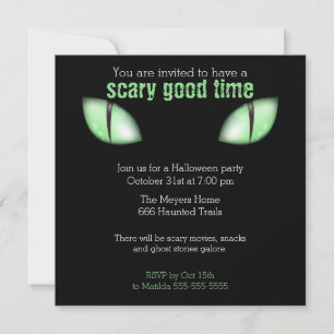 Uitnodiging voor Kattenogen Halloween-feest (Groen