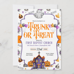 Uitnodiging voor Kerk Halloween 'Trunk or Treat'