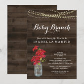Uitnodiging voor kerst Baby Brunch - Poinsettia (Voorkant / Achterkant)