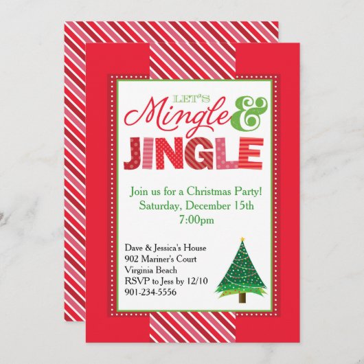 Uitnodiging voor kerst in Mingle en Jingle (Voorkant / Achterkant)