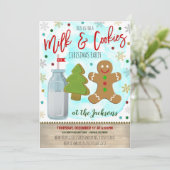 Uitnodiging voor kerst van melk en koekjes (Staand voorkant)