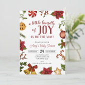 Uitnodiging voor kerstBaby shower (Staand voorkant)