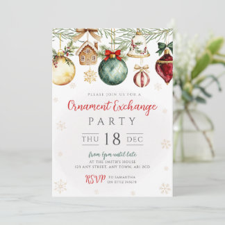 Uitnodiging voor kerstbal ornamenten ruil