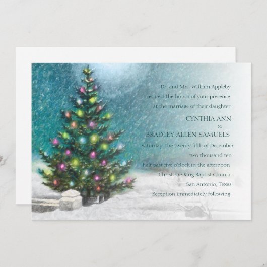 Uitnodiging voor kerstbruiloft (Voorkant / Achterkant)