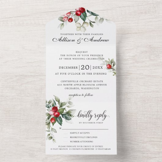 Uitnodiging voor kerstbruiloft in Soft Winter Berr (Binnen)