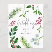 Uitnodiging voor kerstbruiloft met budgetvlieger (Voorkant)