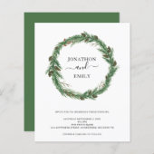 Uitnodiging voor kerstbruiloft met een begrotingsp (Voorkant / Achterkant)