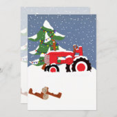 Uitnodiging voor kerstbruiloft van tractor (Voorkant / Achterkant)